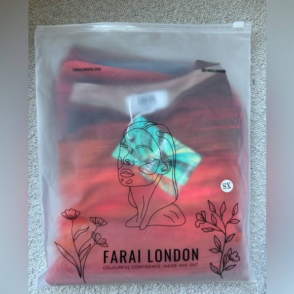 NWT Farai London Cleo mesh long sleeve top and midi skirt SET Red Ombre size XS - Picture 10 of 10